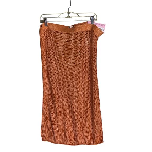 Future Collective Skirt Sz. XXL Orange sparkle Midi  Knit Crochet Swim Coverup - Picture 3 of 11